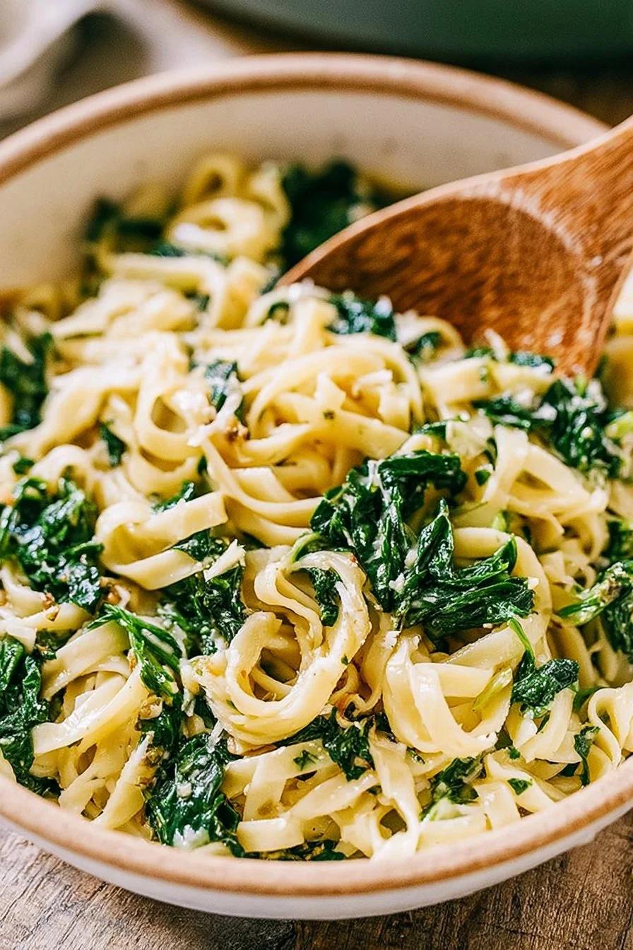 Garlic Butter Spinach and Pasta