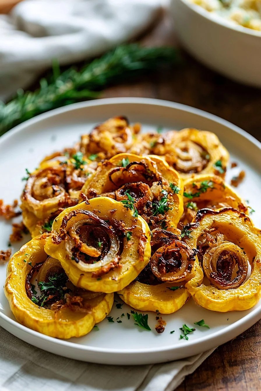 Roasted Delicata Squash with Crispy Onions