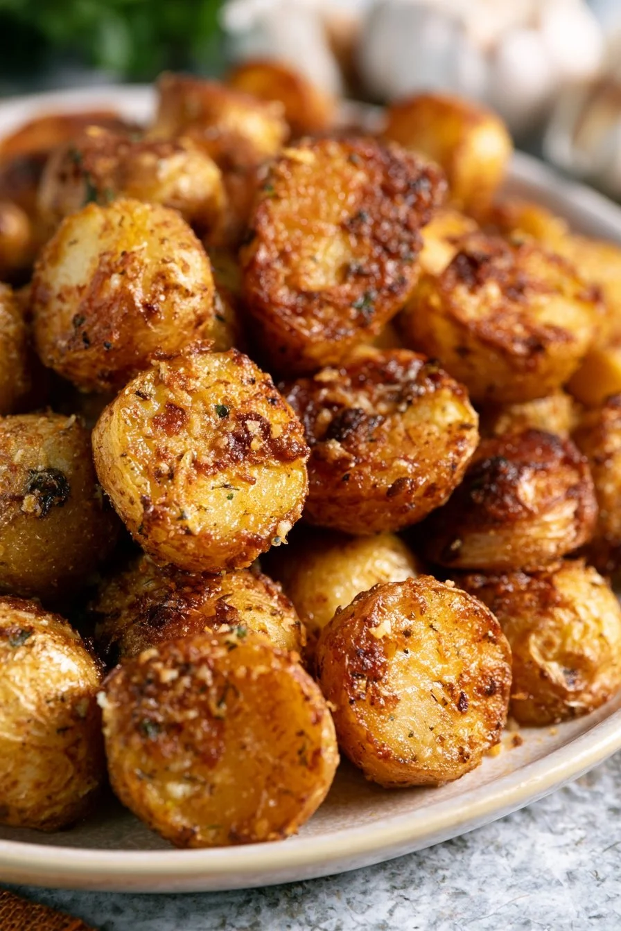 Roasted Garlic Butter Parmesan Potatoes