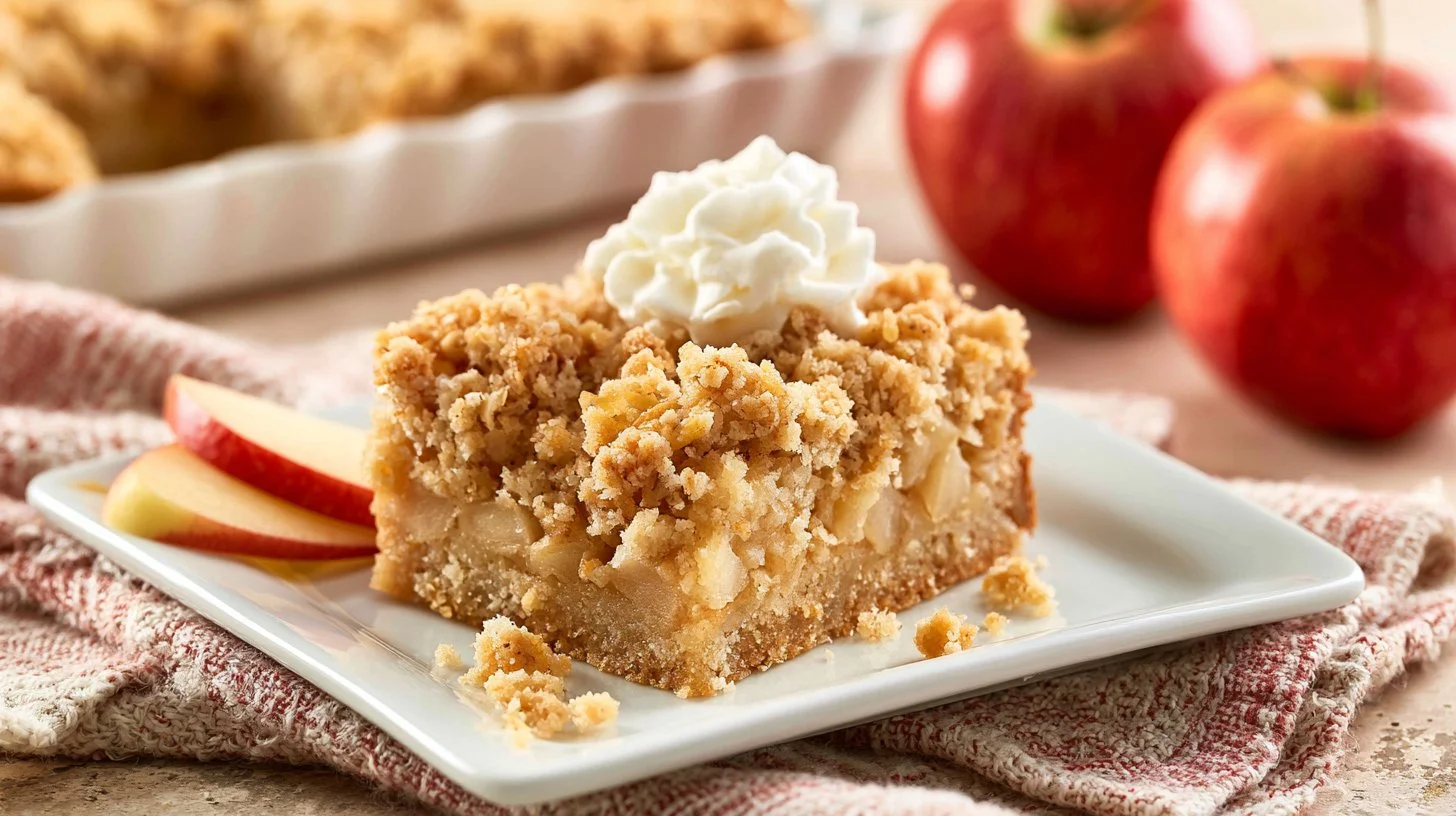 Delicious homemade Apple Crisp Bars topped with oats and cinnamon