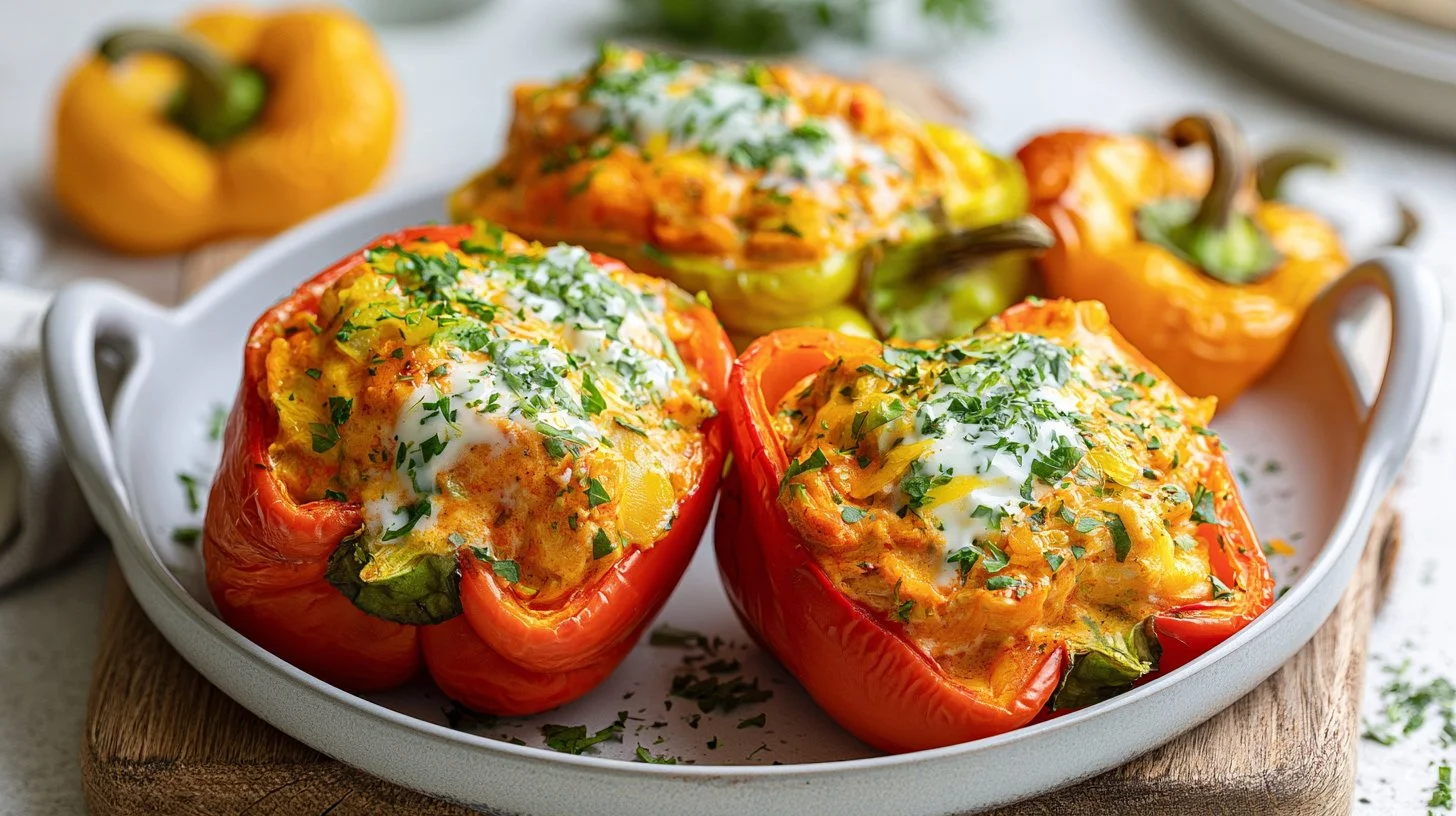 Buffalo Chicken Stuffed Peppers - Healthy, Dairy-Free, and Low Carb Recipe