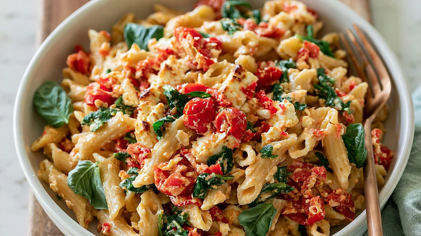 Easy Baked Feta Pasta recipe - viral TikTok dinner idea