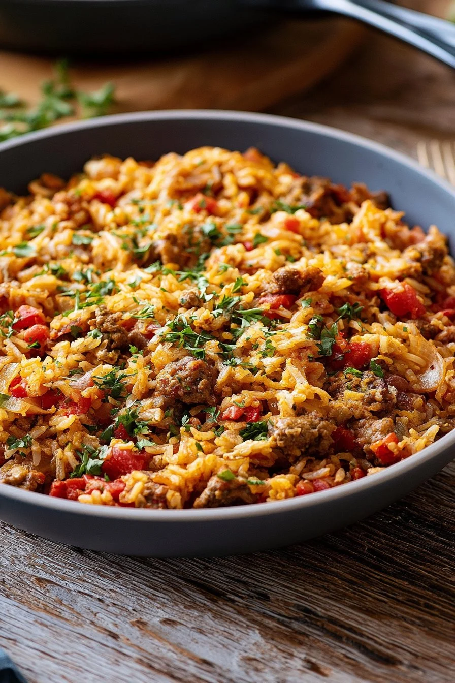 Ground Beef and Rice Skillet Recipe