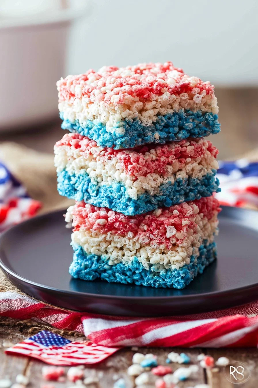 Red White and Blue Rice Krispie Treats