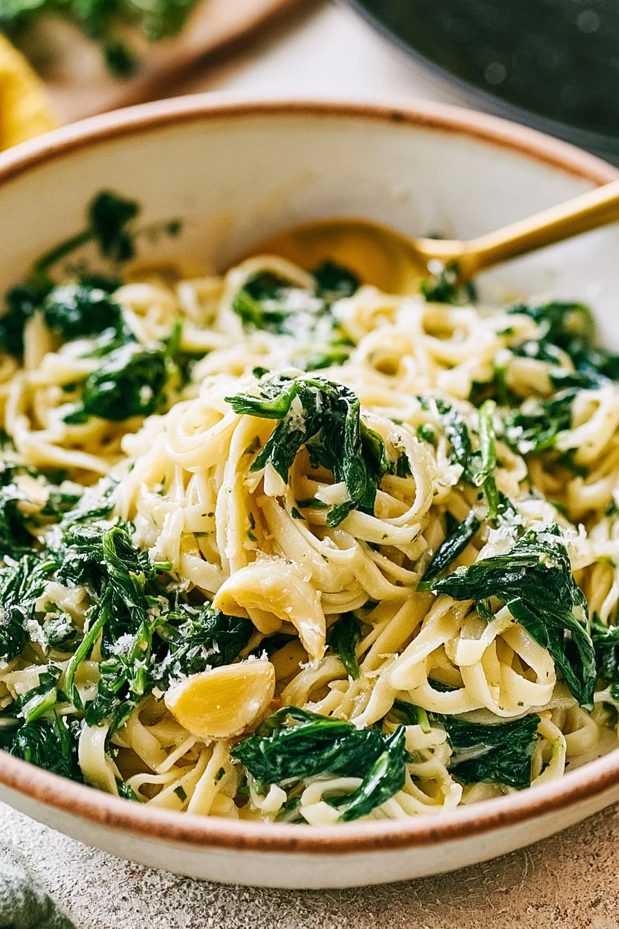 Garlic Butter Spinach and Pasta