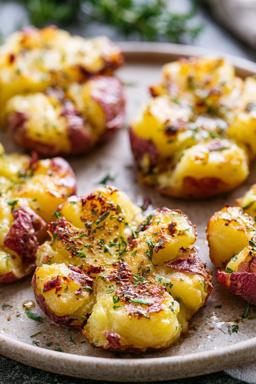 Herb Garlic Butter Smashed Potatoes
