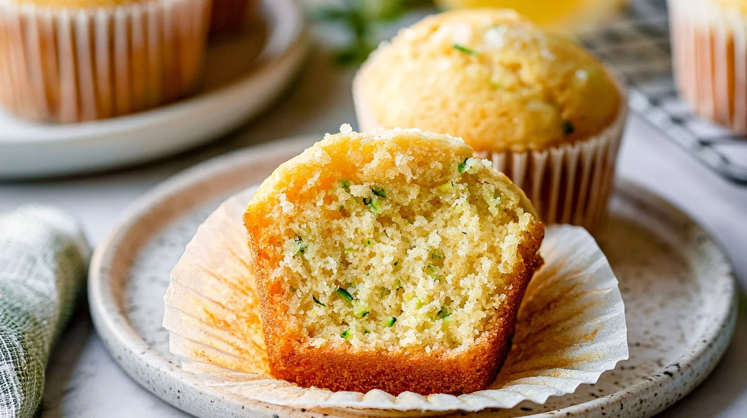 Delicious lemon zucchini muffins fresh out of the oven.